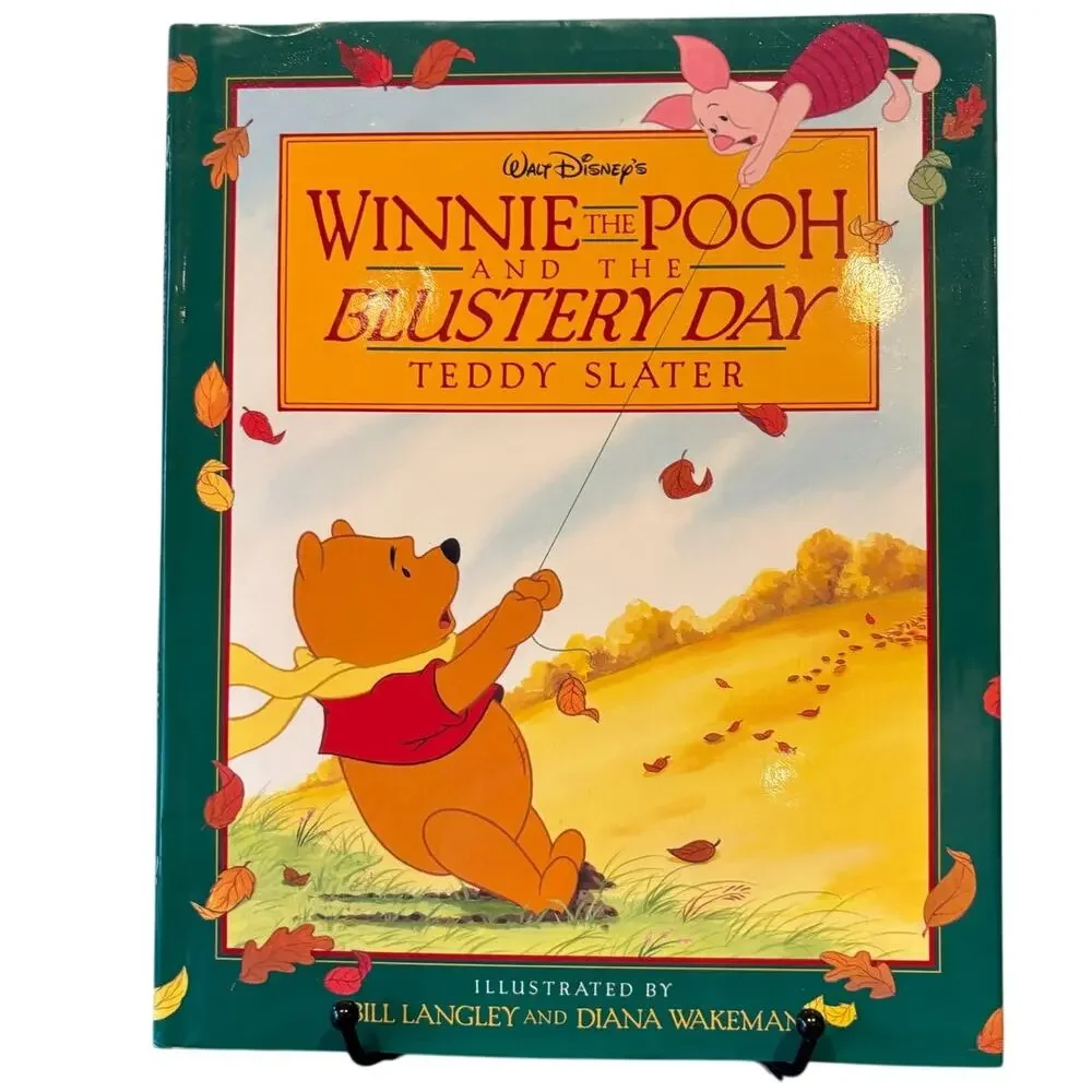 VTG 1993 1st Ed./2nd Print Disney Pooh and the Blustery Day, Teddy Slater, HCDJ